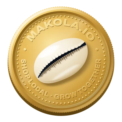 The Makola.io coin: Makola.io, Shop local, Grow together